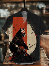 Herren-Kurzarm-Hemd mit japanischer Kunst